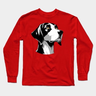 Stunning and Cool English Foxhound Monochrome and Gold Portrait for Father's Day Long Sleeve T-Shirt